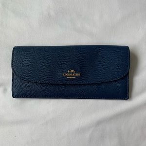 Navy Blue Fold Over Coach Wallet